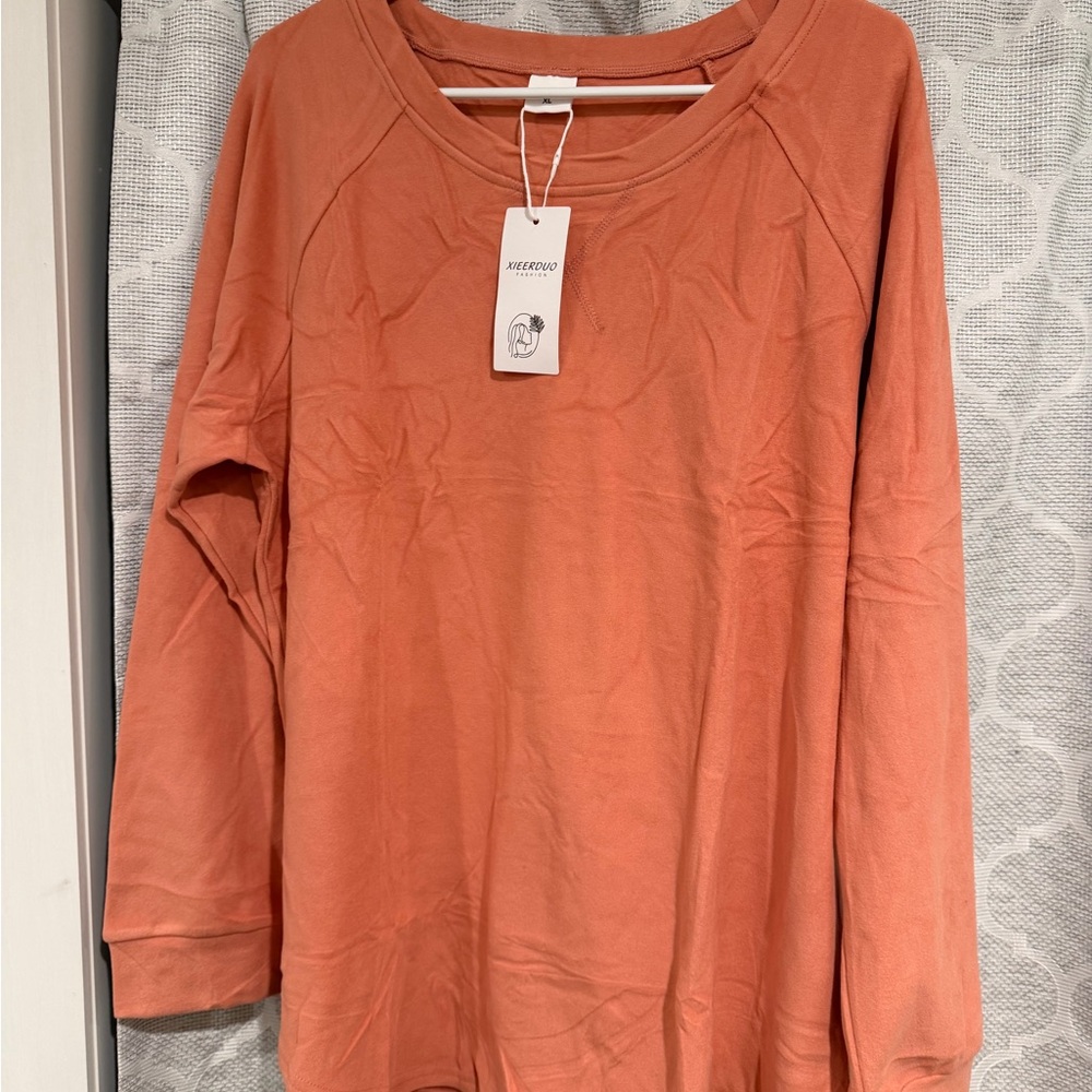 Women's Cozy Orange Crew Neck Sweater